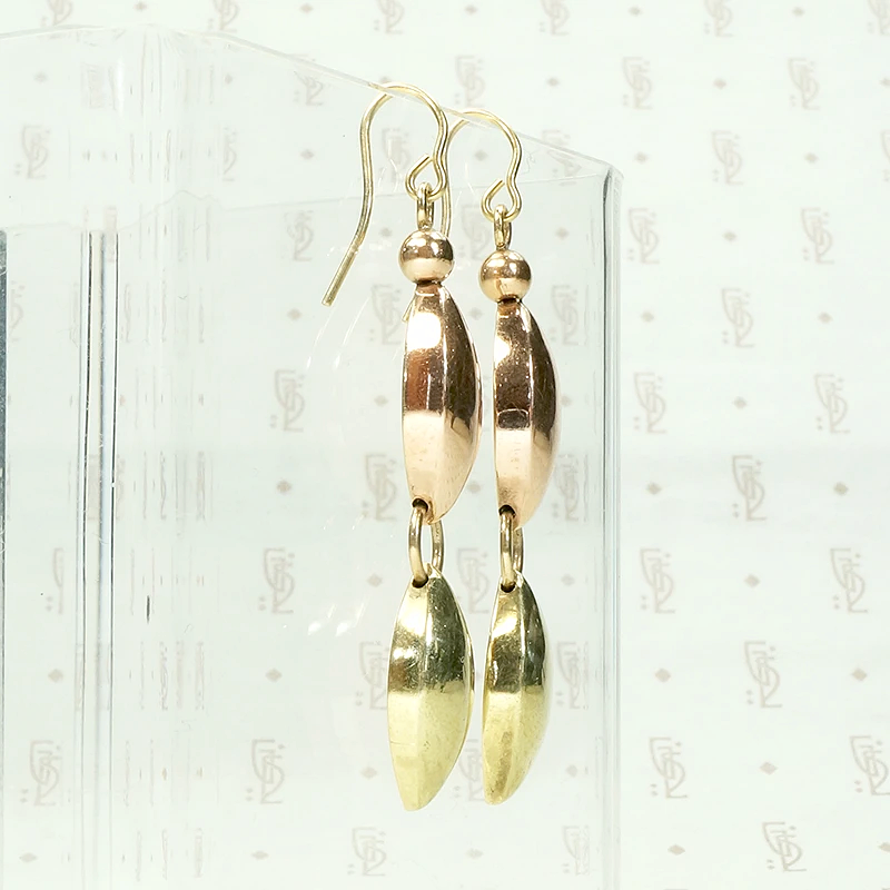 Geometric Retro Earrings in Rose & Yellow Gold