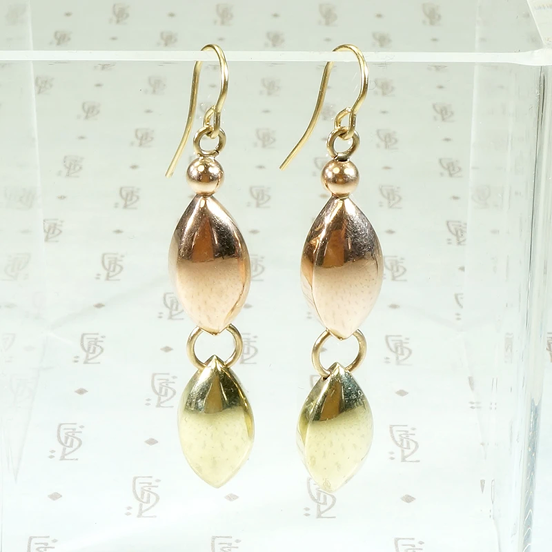 Geometric Retro Earrings in Rose & Yellow Gold