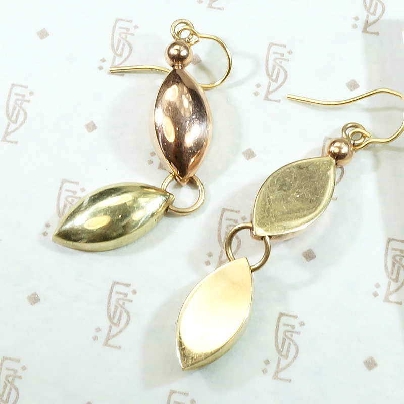 Geometric Retro Earrings in Rose & Yellow Gold
