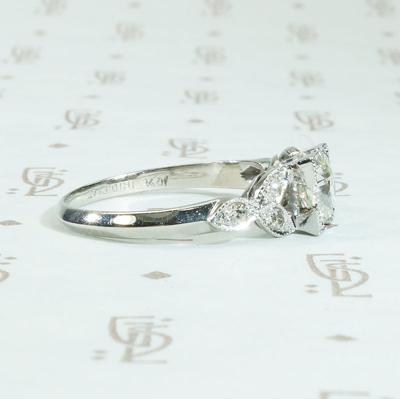 Perfect Beauty Vintage Platinum OEC Engagement Ring