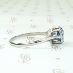Engraved Platinum Solitaire Ring with Antique Sapphire