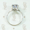 Engraved Platinum Solitaire Ring with Antique Sapphire