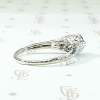 Deco Sapphire & Diamond Platinum Filigree Engagement Ring