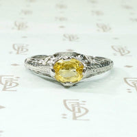 Sunny Yellow Sapphire Art Deco Engagement Ring