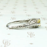 Sunny Yellow Sapphire Art Deco Engagement Ring