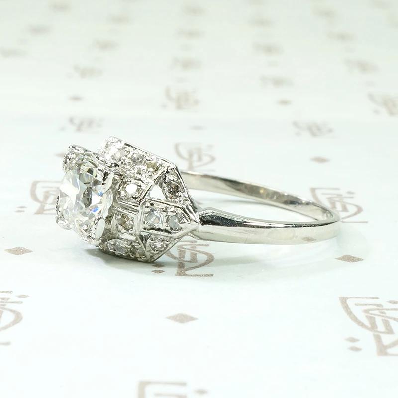 Brilliant 1.02ct Diamond Deco Engagement Ring