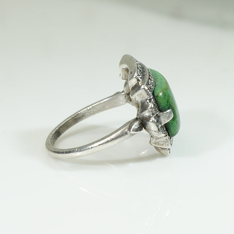 Smart Turquoise & Marcasite Art Deco Ring