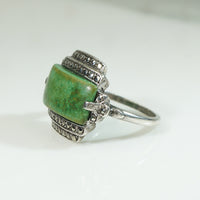 Smart Turquoise & Marcasite Art Deco Ring
