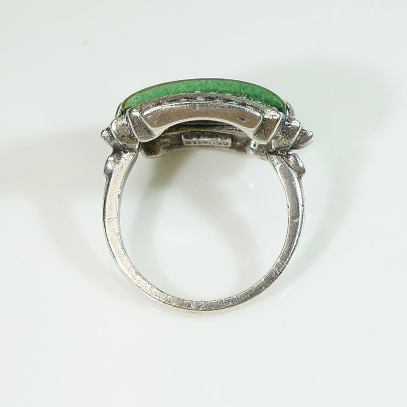 Smart Turquoise & Marcasite Art Deco Ring