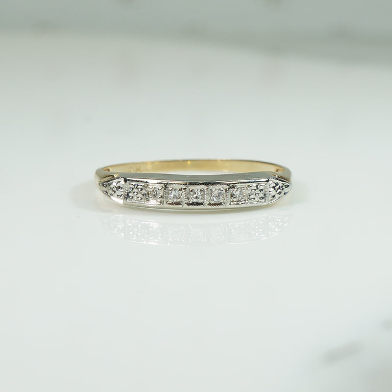 Twinkling 1940's 2-tone Gold and Diamond Band