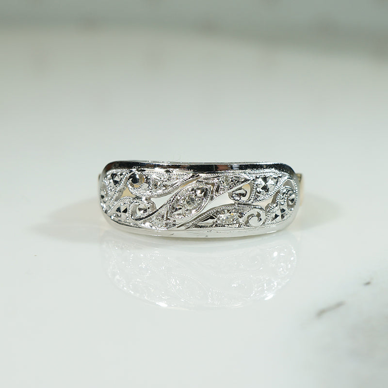 Vintage 1940's Diamond Wide Band Ring