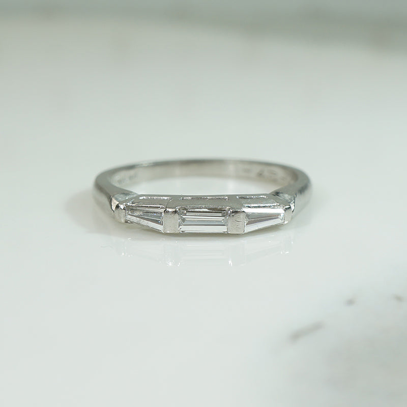 Vintage 1958 Platinum and Diamond Baguette Band