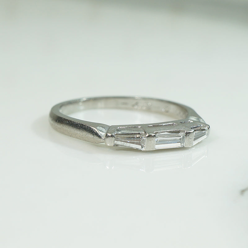 Vintage 1958 Platinum and Diamond Baguette Band