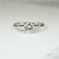 Classic Mid Century Platinum Diamond Engagement Ring