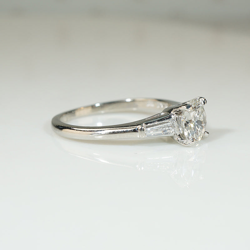 Classic Mid Century Platinum Diamond Engagement Ring