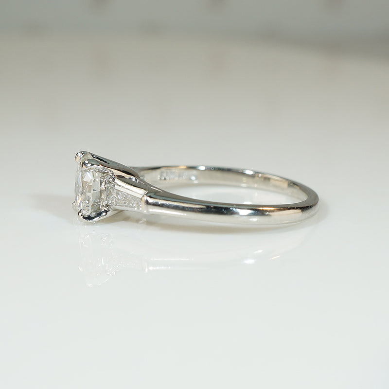 Classic Mid Century Platinum Diamond Engagement Ring