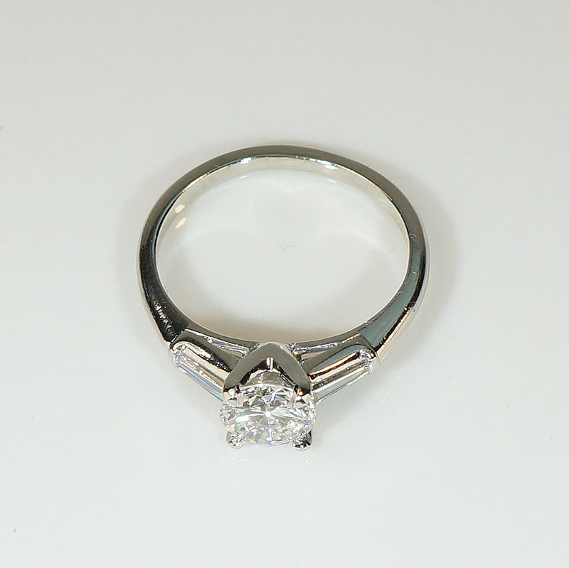 Classic Mid Century Platinum Diamond Engagement Ring