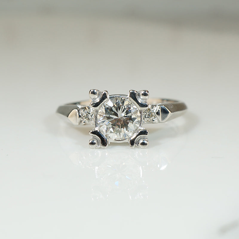 Extra Fabulous Platinum Diamond 1950's Engagement Ring