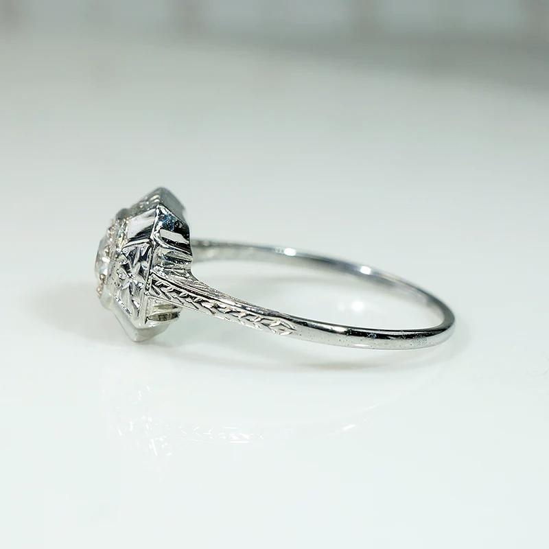 Beautiful Engraved White Gold Engagement Ring by Belais