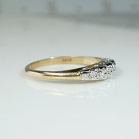 Retro Stepped Diamond Band in Two Tone Gold
