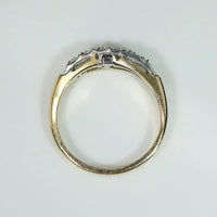 Retro Stepped Diamond Band in Two Tone Gold