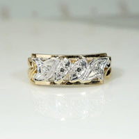 NOS Paisley-esque Two Tone Wide Diamond Band