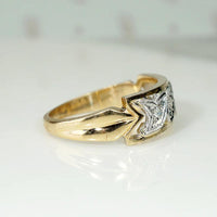 NOS Paisley-esque Two Tone Wide Diamond Band