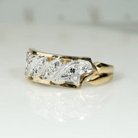 NOS Paisley-esque Two Tone Wide Diamond Band