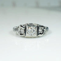 Lyrical 1930s Old Mine Diamond & White Gold Engagement Ring