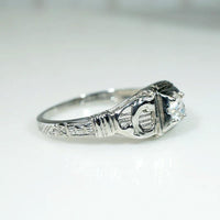 Lyrical 1930s Old Mine Diamond & White Gold Engagement Ring