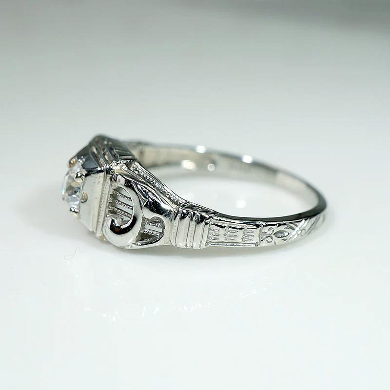Lyrical 1930s Old Mine Diamond & White Gold Engagement Ring