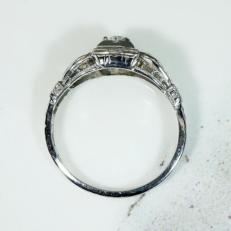 Lyrical 1930s Old Mine Diamond & White Gold Engagement Ring