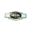 Guilloche Deco Enamel Sterling Brooch - Gem Set Love