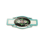 Guilloche Deco Enamel Sterling Brooch - Gem Set Love