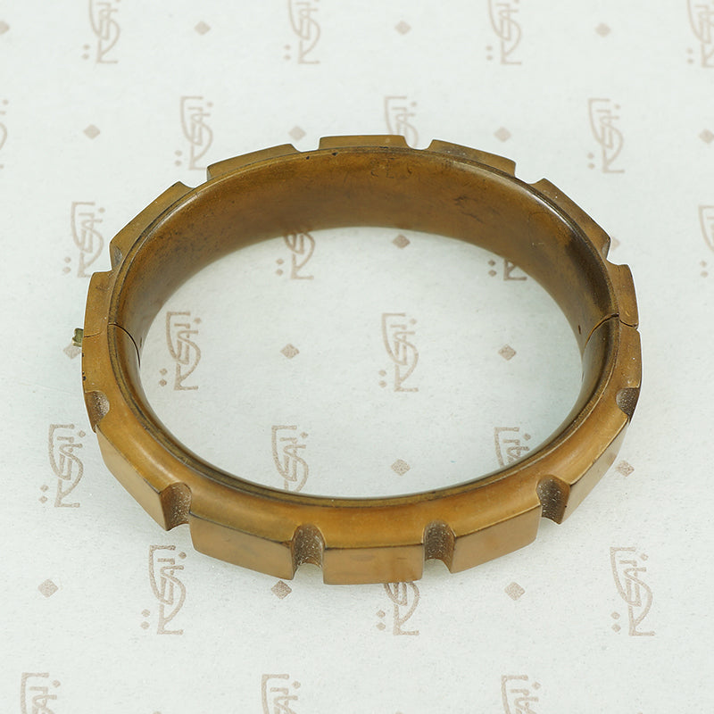 matched pair of gutta percha bangle braceletsside detail