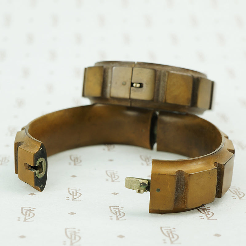 matched pair of gutta percha bangle braceletsside detail