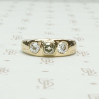 19th century 14k yellow gold 3 diamond gypsy band
