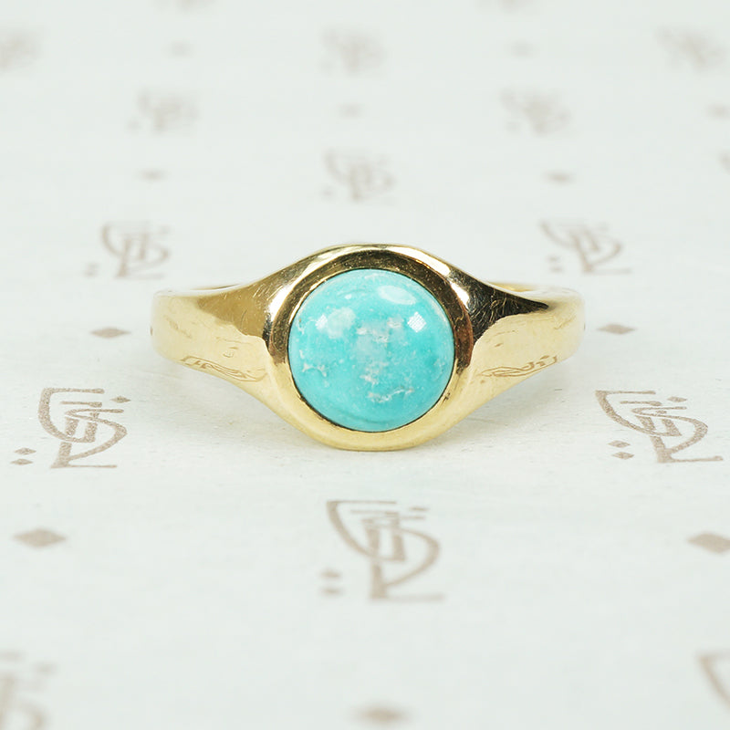 vintage turquoise inrecycled 14k gold gypsy ring