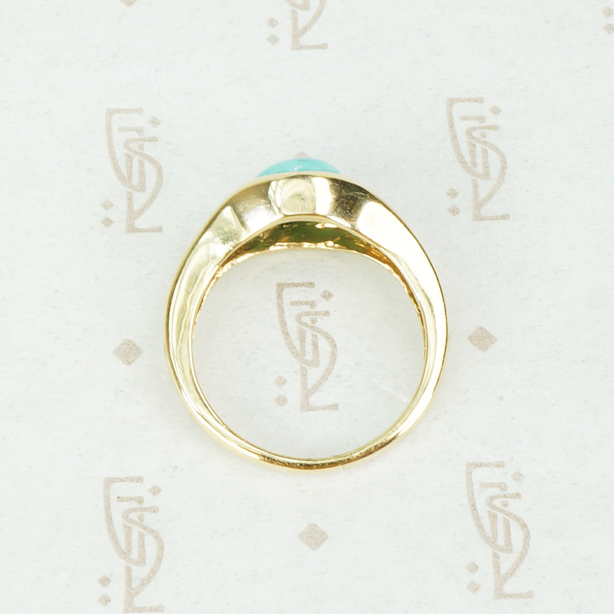 Recycled Gold Turquoise Specimen Gypsy Ring