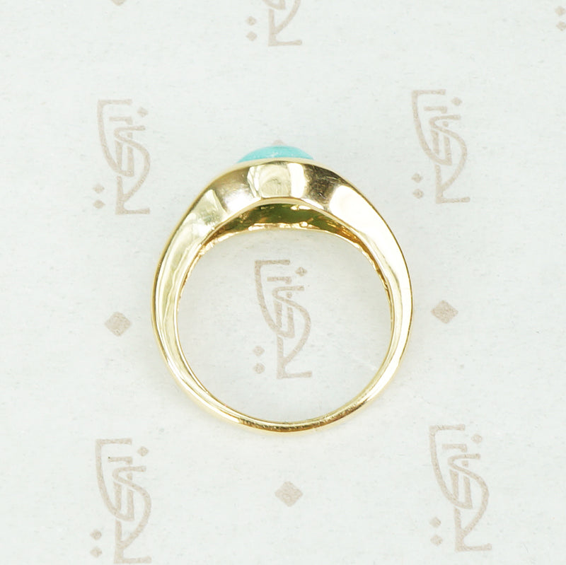 Recycled Gold Turquoise Specimen Gypsy Ring