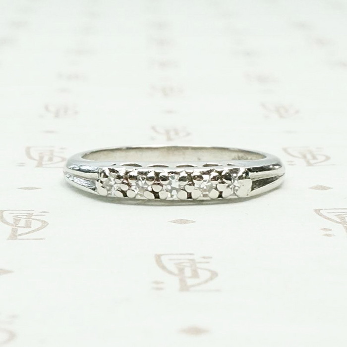 Sturdy Diamond & Platinum Vintage Wedding Band