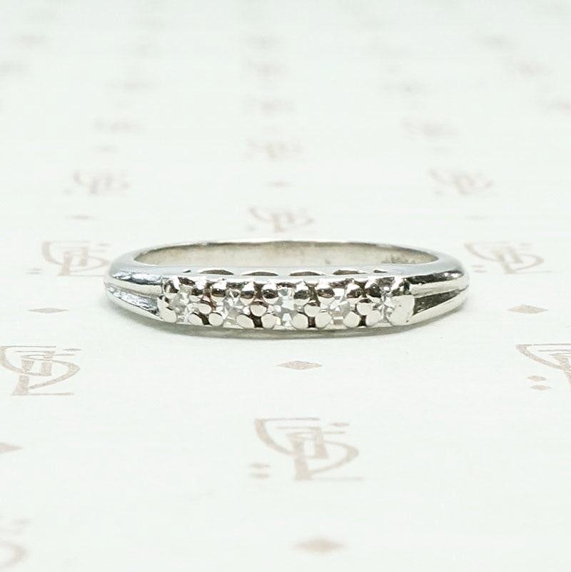 Sturdy Diamond & Platinum Vintage Wedding Band