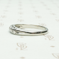 Sturdy Diamond & Platinum Vintage Wedding Band, left side.