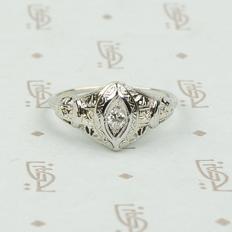 Art Deco Diamond Navette Ring