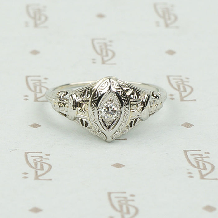 Art Deco Diamond Navette Ring