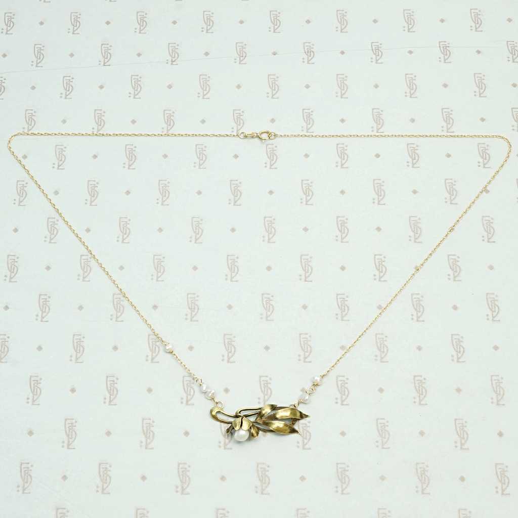 Art Nouveau Gold & Pearl Necklace by brunet