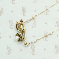 Art Nouveau Gold & Pearl Necklace by brunet, back detail