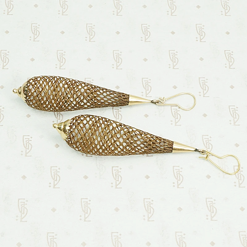 Victorian Woven Hair Torpedo Earrings