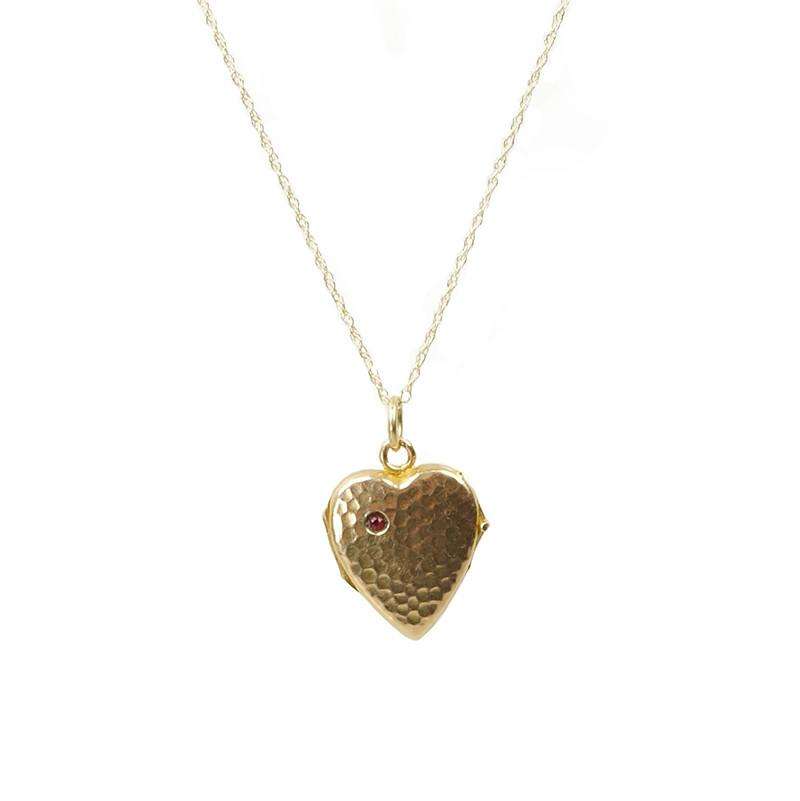 Rose Gold Heart Locket with a Garnet