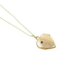 Rose Gold Heart Locket with a Garnet